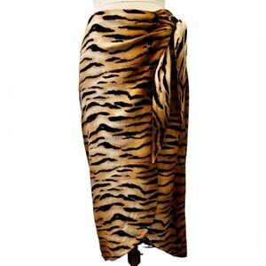 Forever 21 Black and Golden Brown Tiger Print Wrap Skirt